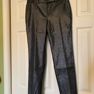 White House Black Market Gold Shimmering Black Straight Leg Pants
